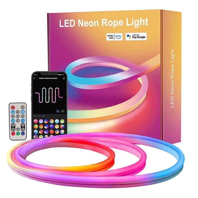 Guirlandes Néon DEL à Commande avec Application/télécommande Guirlandes DEL Flexibles Modes Multiples IP68 Lumières Néon RVB d'Extérieur Étanches Synchronisation Musicale Jeu Bandes Néon DEL pour Chambre Intérieur