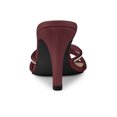 thumbnail image 2 of BLISSFUL STEP Women's Triple Strap Rhinestone Mules Open Toe Stiletto Heel Slide Sandals Burgundy 7, 2 of 7
