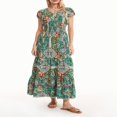 thumbnail image 3 of Robe de Plage Imprimée à Manches Courtes V Cou Été pour Femmes, 3 of 9