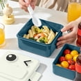 thumbnail image 1 of Linnome Plastic Double Lunch Box Office Lunch Box Microwave Oven Heating Portable Lunch Box for Work White, 1 of 6