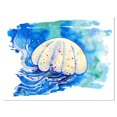 thumbnail image 1 of Design Art Jellyfish Watercolor Painting Canvas Print, 1 of 3