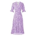 thumbnail image 4 of Robes pour Femmes 2024 Été Robe Ample Décontractée à Imprimé Col en V Manches Courtes Robe Ample Rabais de 50 % Liquidation!, 4 of 5