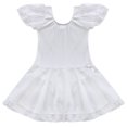thumbnail image 4 of Oyolan Kids Girls Ruffle Short Sleeve Gymnastics Leotard Tutu Dress Basic Ballet Dance Clothings White 3-4, 4 of 7