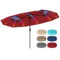 thumbnail image 1 of Costway Double-Sided Patio Umbrella with Color-Changing Flowing Solar LED Lights Crank Lift Red, 1 of 10