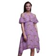 thumbnail image 1 of Bimba Purple Bird Print Flutter Sleeve Womens Party Tunic Cold Shoulder Midi Dress - Large, 1 of 1