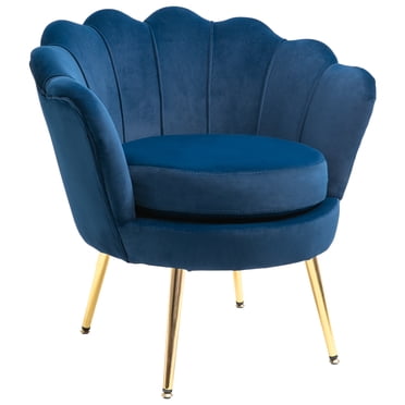 HOMCOM Modern Accent Chair Velvet Fabric Leisure Club Chair with Gold Legs