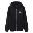 thumbnail image 4 of Womens Gothic Zip Up Hooded Sweatshirt Long Sleeve Lace Front Jacket With Pockets, 4 of 5