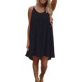 thumbnail image 1 of Innerwin Mini Dress Solid Color Ladies Tank Party Scoop Neck Baggy Summer Beach Sundress Black L, 1 of 9