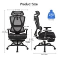 thumbnail image 4 of Ergonomic Mesh Office Desk Chair with Retractable Footrest, Adjutable Headrest & Armrest, High Back Comfy Reclining Chair Swivel Executive Computer Task Chair with Lumbar Support, 90°-120° Tilt, 4 of 10