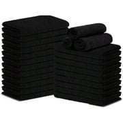 Bathroom Black Hand Towel And Face Towel Set  Super Soft  Quick-Drying  Absorbent And Thick,30X30CM - 6Pcs
