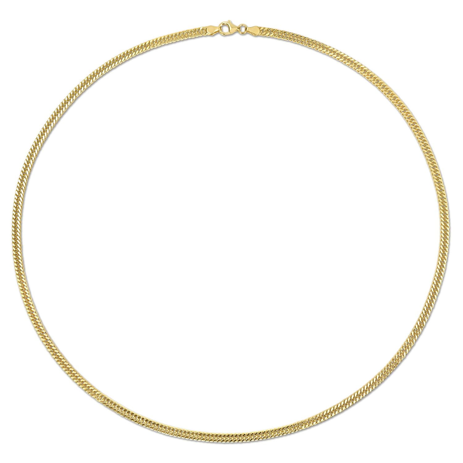 Collier chic en chaîne à maille plate double de Miabella en argent sterling plaqué or jaune 18K
