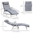 thumbnail image 3 of Outsunny Outdoor Chaise Lounge Chair with Folding Design Grey, 3 of 10