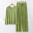thumbnail image 1 of TACILIP Ensembles 2 Pcs pour Femmes Ensembles de Détente d'Été Tenues Col Rond Manches Longues Hauts Pantalons à Jambes Larges Pyjamas pour Femmes Ensemble, 1 of 3