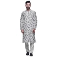 thumbnail image 1 of Atasi Printed Mens Kurta & White Churidar Pyjama Set Mandarin Neck Ethnic Wear, 1 of 1