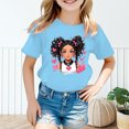 thumbnail image 2 of MEZZALL T-Shirt Graphique Mignon pour Fille, Col Rond, Manches Courtes, Tee d'Été Décontracté, T-Shirts Hauts, Bleu, 5-6 Ans, 2 of 5