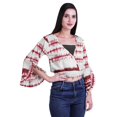 thumbnail image 3 of Moomaya Printed Womens Crop Top Wrap Style Top Wear Ruffle Long Sleeve Casual Summer Blouse, 3 of 5