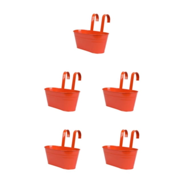 Transemion Iron Colorful And Practical Balcony Planters Railing Hanging For Stylish Garden Different Rainbow orange red 5Set