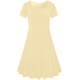 thumbnail image 3 of Robe d'Été pour Femme à Encolure Carrée, Grande Taille, Mignonne, à Manches Courtes, Taille Haute, Robe Trapèze Évasée à Volants, Danse, Beige, G, 3 of 6