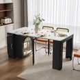 thumbnail image 3 of HORIZON Table à Manger Extensible avec 3 Rallonges Centrales Amovibles, Table Mobile Roulante Type Îlot avec Prise de Courant, Armoire Gain de Place avec Rangement pour Salle à Manger et Salon, Blanc, 3 of 22