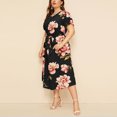 thumbnail image 2 of U.Vomade Robe pour Femme Grande Taille Été Plage Taille à Bande Robe à Manches Courtes Col Ras du Cou Oversize Robes Décontractées, 2 of 6