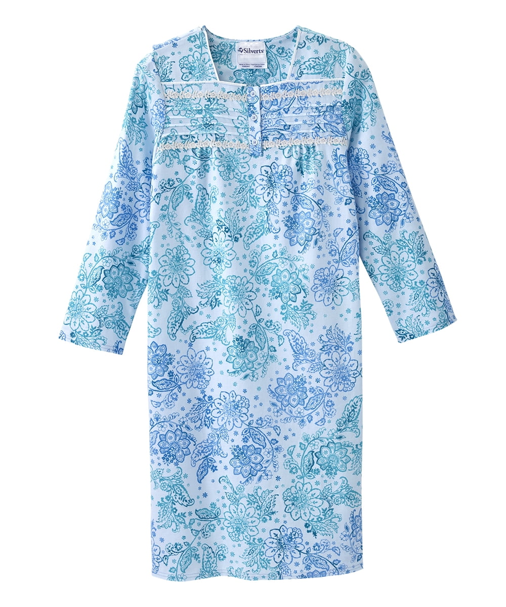 Women’s Open Back Adaptive 100% Cotton Flannel Hospital Gown With Snaps