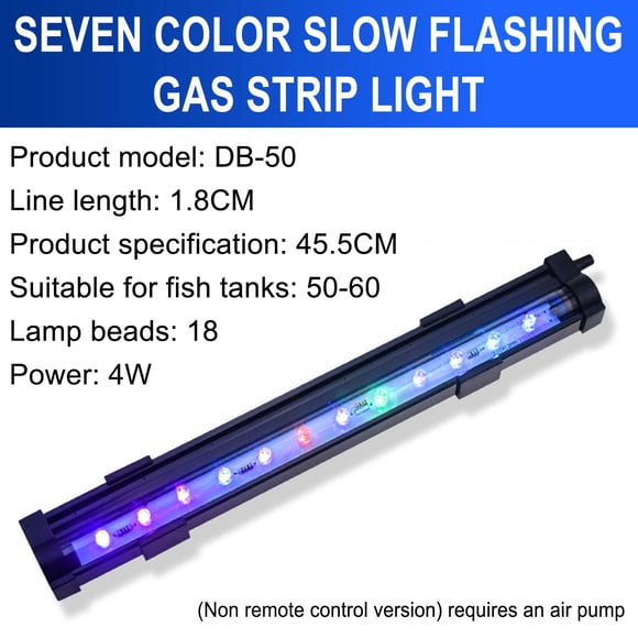 Pisexur Aquarium Bubble Light, LED Fish Tank Light, IP68 Submersible LED Aquarium Lamp With For Turtle Tank, Shrimp (without Remote) on Clearance