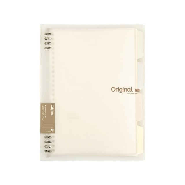 TopLLC 8 Ring Binder Notebook, Frosted PVC Softcover B5 Lined Writing Notebook with Tabs, Refillable 120 Pages Thicken Ruled Paper Loose Leaf Journal Notepad School Office Supplies for Students