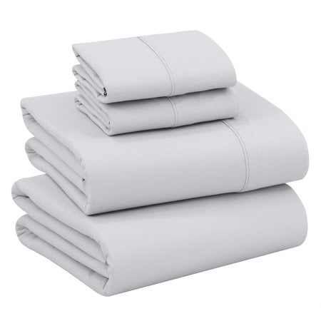 Ruvanti 100% Cotton Sheets - Crispy Cooling Percale Sheets For Queen Size Bed, Breathable & Durable Queen Sheet Set, 16 Inches Deep Pocket Bed Sheets, Quiet Gray, 4 Pieces
