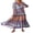 Lavender, variant on Nituyy Women's Floral Print Long Dress Half Sleeves V-Neck Slit Hem Flowy A-Line Dress for Summer