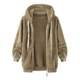 thumbnail image 4 of cllios Womens Winter Fuzzy Fleece Jacket Hooded Color Block Patchwork Cardigan Coats Oversized Fluffy Sherpa Outerwear with Pockets, 4 of 4