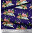 thumbnail image 3 of Soimoi Silk Fabric House,Snowfall & Tree Nature Print Fabric by Yard 42 Inch Wide, 3 of 3