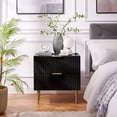 thumbnail image 1 of Lillianne Lacquer Finish 2 Drawer Side Table, Nightstand, 1 of 8