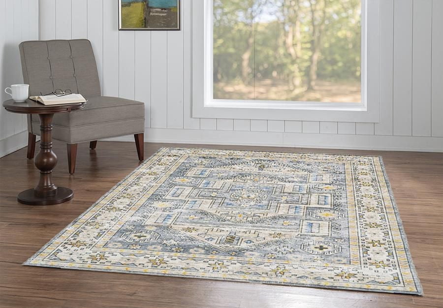 Tapis lavable Parson 5 pi x 7 pi gris et beige
