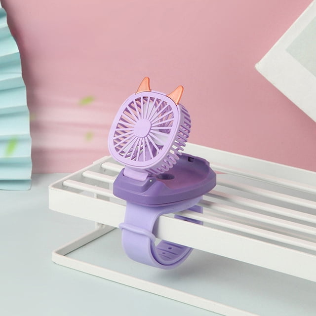 Mini Portable Wrist Fan. Desktop Or Handheld Two Purpose USB Charging Fan Detachable Wristband With Three Gear Of Wind Speed And Colored Lights