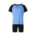 thumbnail image 2 of Opperiaya Men?s Contrast Color Short Sleeve Tops and Shorts Pajamas Sets, 2 of 9