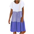 thumbnail image 1 of CHUANK Robes en Lin pour Femmes Été Grande Taille Manches Courtes Col en V Longueur Genou Robe Ample Décontractée Confortable Robe de Plage Soldes de Liquidation 2024, 1 of 7