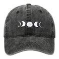 thumbnail image 1 of HNMKIU Moon Embroidery Distressed Washed Baseball Cap Classic Unstructured Low Profile Dad Hat for Daily Use Baseball Hats 03_Black,One Size, 1 of 4