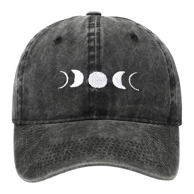 HNMKIU Moon Embroidery Distressed Washed Baseball Cap Classic Unstructured Low Profile Dad Hat for Daily Use Baseball Hats 03_Black,One Size
