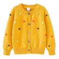 thumbnail image 2 of Boys and Girls Sweaters Kids Open Front Button Down Long Sleeve Knit Cardigans Sweater Cardigan Jacket 2-8Y Yellow, 2 of 7