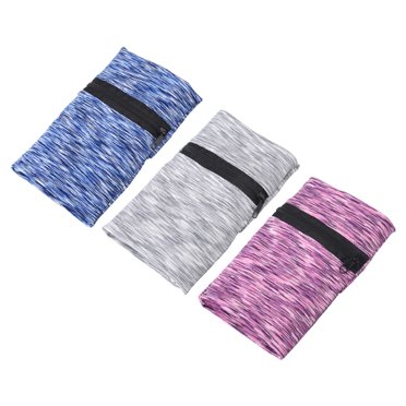 Uxcell 6"x 4" Wrist Pouch Wrist Wallet Sports Wristband Wallet with Zipper Pocket Blue Light Gray Purple 3Pcs