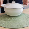thumbnail image 3 of Ensemble de 4 Napperons Ronds Napperons Ronds en Coton Tressé pour Table de Cuisine Table à Manger Fête de Vacances, Vert, 3 of 8