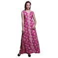 thumbnail image 1 of Bimba Robe Longue Décontractée à Imprimé Floral pour Femme, Col en V, Sans Manches, Fente avant, X-Grand, 1 of 5