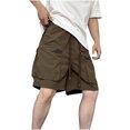 thumbnail image 2 of Mens Shorts, Mens Casual Solid Color Casual Drawstring Pockets Elastic Loose Sports Shorts, 2 of 4