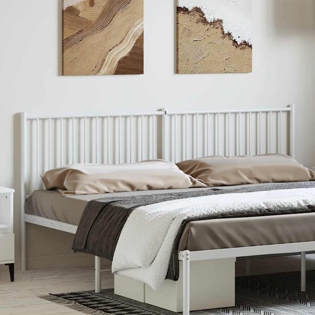 vidaXL Durable Metal Headboard for King Size Beds, Easy Assembly, Modern Style White