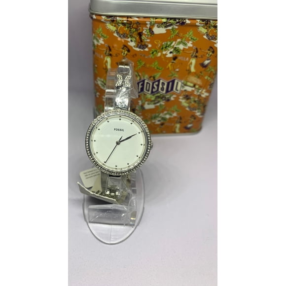 Fossil Maxine Ladies 3-Hand Silver Stainless Steel Crystal Bezel Watch