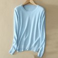 thumbnail image 3 of AherBiu T-Shirts à Manches Longues pour Femmes, Couche de Base, T-Shirt, Couleur Unie, Col Ras du Cou, Blouse Confortable, 3 of 3