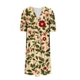 thumbnail image 5 of Ovzne Robes pour Femmes 2025 Robe Femme Femmes Été Poches Robes Imprimées Ample Col en V Manches Courtes Robes Robe de Vacances Manches Courtes Imprimée Liquidation, 5 of 5