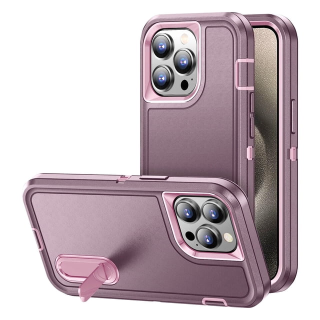 Supershield iPhone 15 Étui avec Béquille de Style Defender en Violet, Doté d'Un design Antichoc à Trois Couches avec une protection de Qualité Militaire. l'Étui Comprend une Béquille Hautement Ajustable avec Trois modes Stables pour une Vision Mains Libres sous des angles jusqu'à 60 Degrés. Conçu pour iPhone 15, Il Offre une protection contre les Chutes, les Égratignures et la Poussière avec des Bords Surélevés pour la Sécurité de l'Écran et de l'Appareil Photo. l'Étui Combine un Dos en Acrylique Robuste avec des Côtés en Polymère