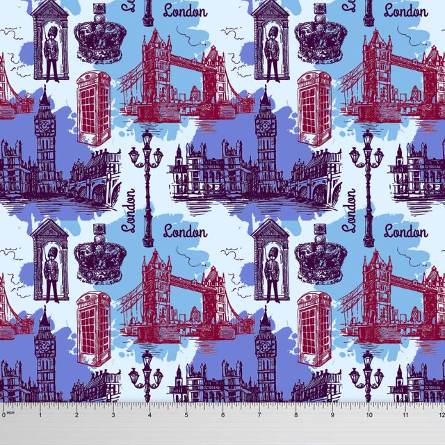 Soimoi Decorative 58 Inches Wide Architectural Print Cotton Poplin Fabric Material By The Yard-Purple