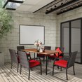 thumbnail image 1 of Costway Ensemble de Salle à Manger de Patio en Rotin 7 Pcs Chaise et Table avec Coussin Trou pour Parasol Rouge, 1 of 8
